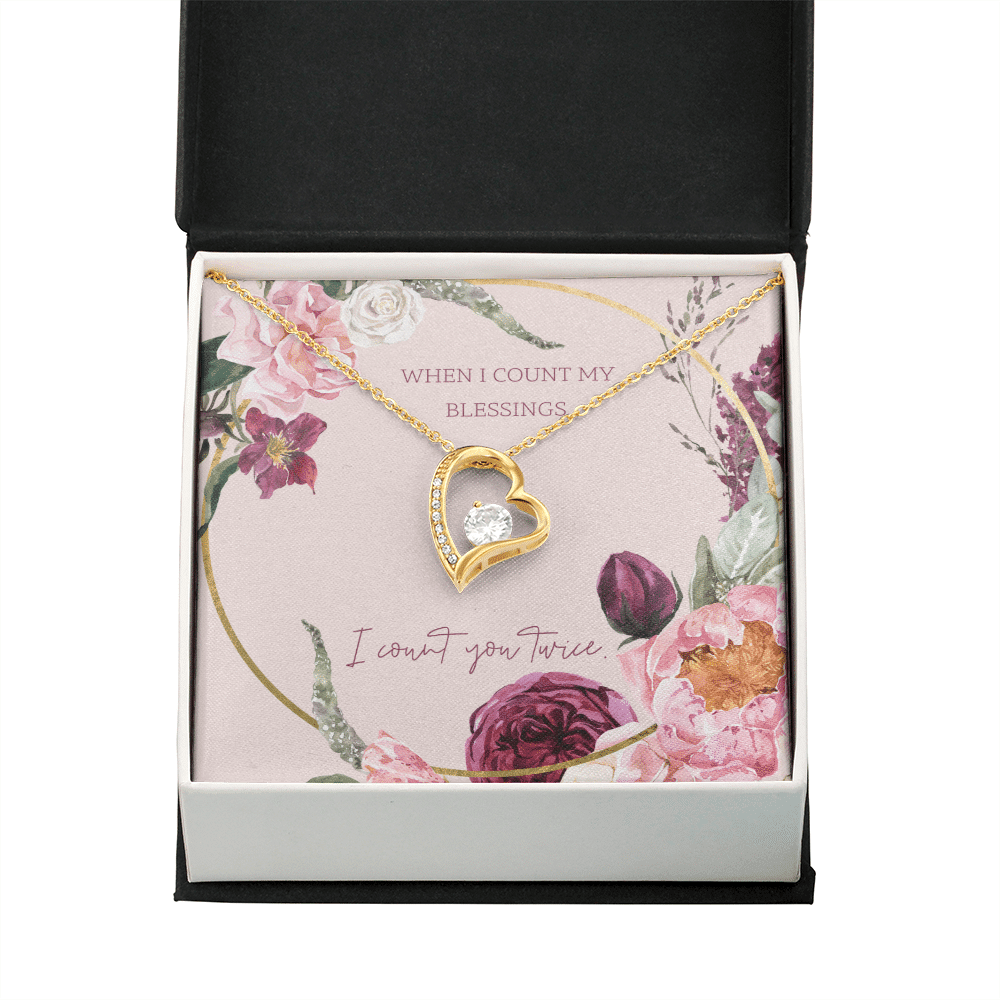 To My Wife I Count You Twice Message Card Forever Necklace 18k Gold or Stainless Steel 18" Necklace - Forever Love Necklace Gift Idea For Woman