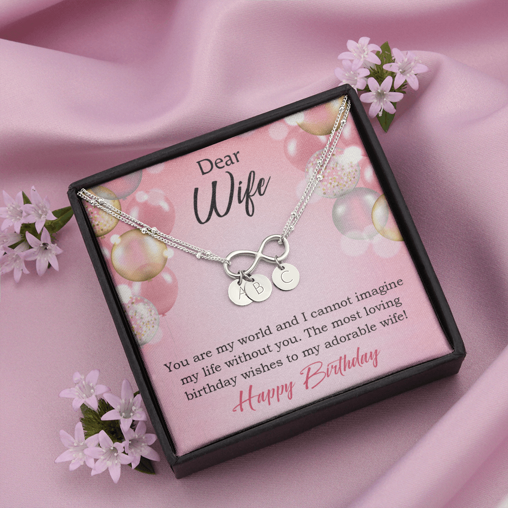 To My Wife Happy Birthday Adorable Infinity Bracelet With Initial Charms - Infinity Bracelet