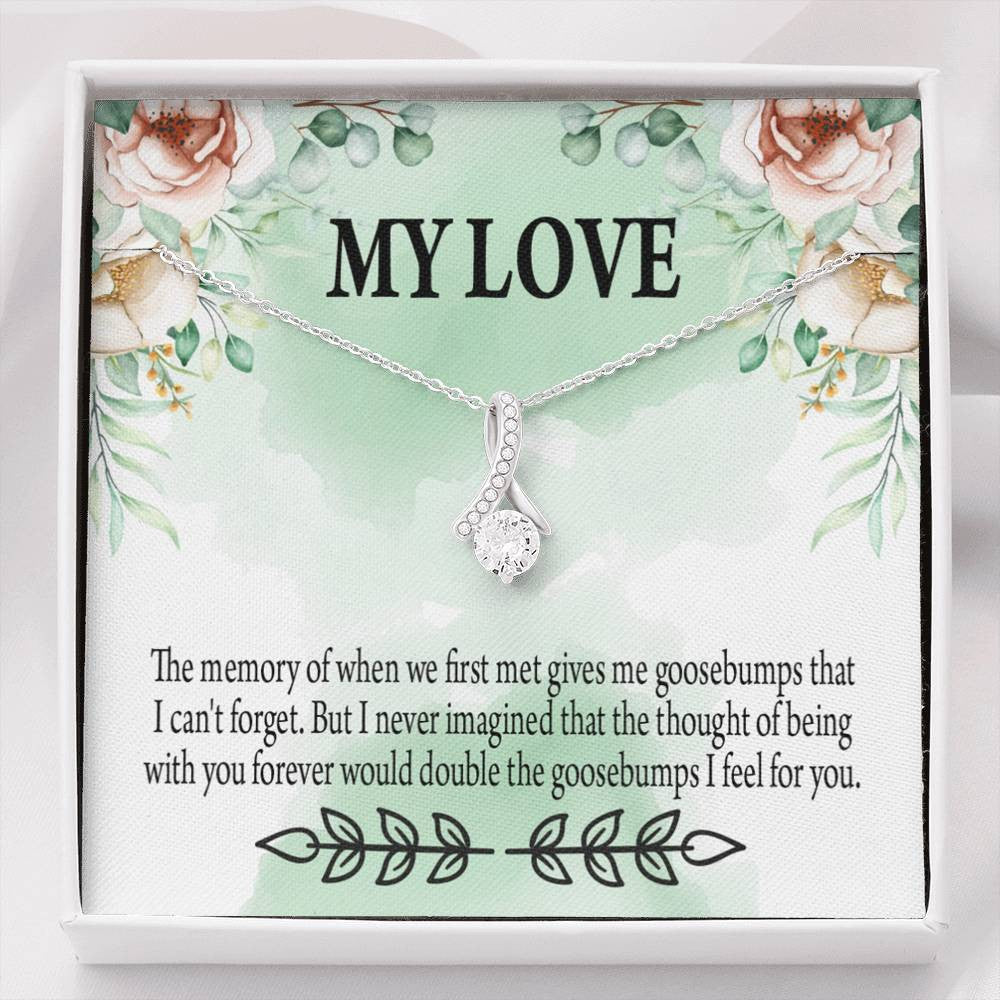 To My Girlfriend Goosebumps Forever Message Card W Mahogany Style Luxury Box Eternity Ribbon Stone Necklace - Alluring Beauty Necklace Gift For Her