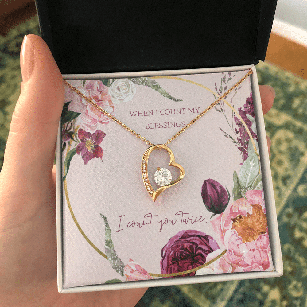 To My Wife I Count You Twice Message Card Forever Necklace 18k Gold or Stainless Steel 18" Necklace - Forever Love Necklace Gift Idea For Woman
