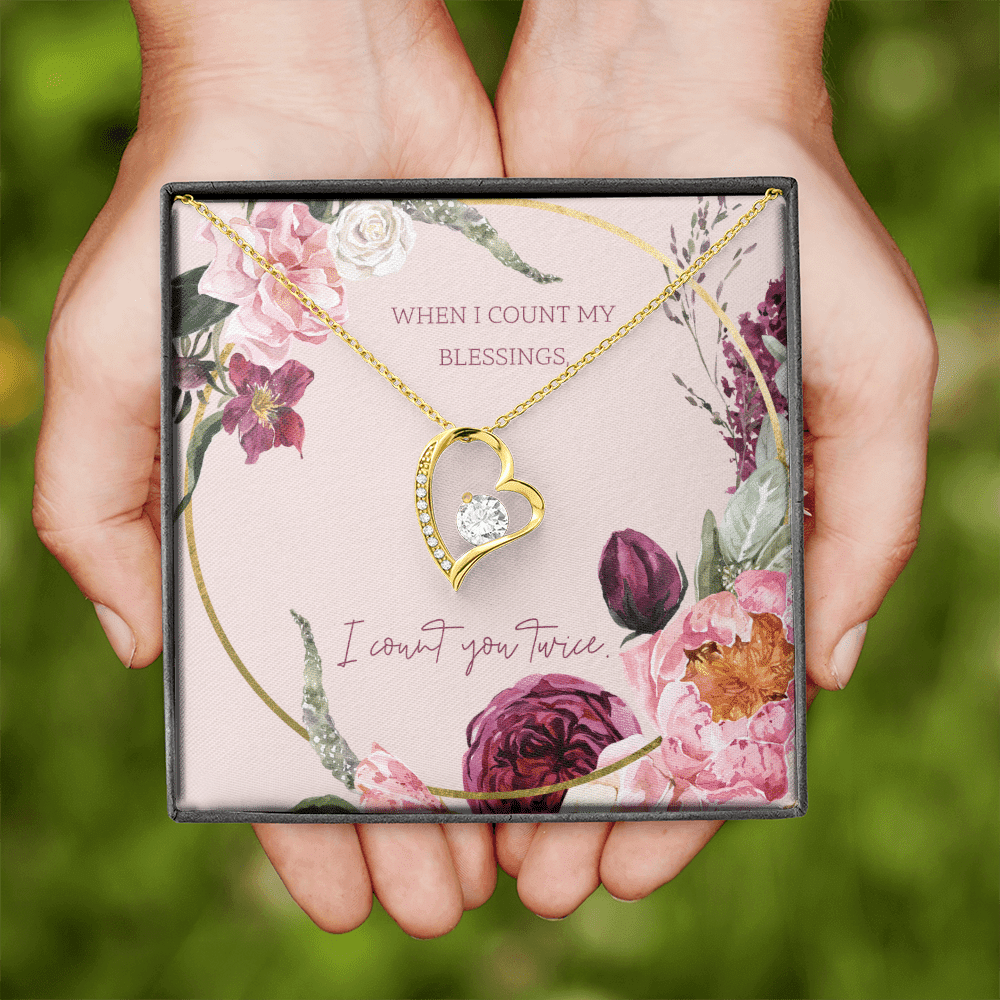 To My Wife I Count You Twice Message Card Forever Necklace 18k Gold or Stainless Steel 18" Necklace - Forever Love Necklace Gift Idea For Woman