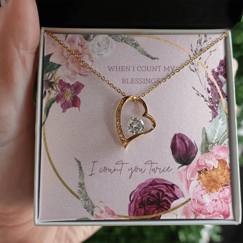 To My Wife I Count You Twice Message Card Forever Necklace 18k Gold or Stainless Steel 18" Necklace - Forever Love Necklace Gift Idea For Woman