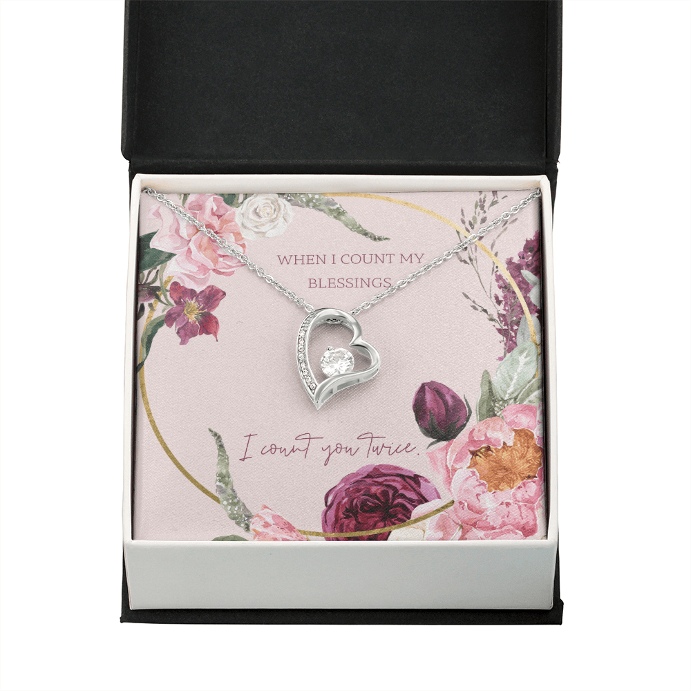 To My Wife I Count You Twice Message Card Forever Necklace 18k Gold or Stainless Steel 18" Necklace - Forever Love Necklace Gift Idea For Woman