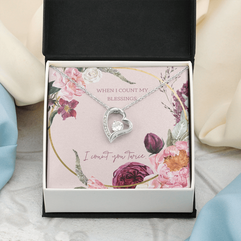 To My Wife I Count You Twice Message Card Forever Necklace 18k Gold or Stainless Steel 18" Necklace - Forever Love Necklace Gift Idea For Woman