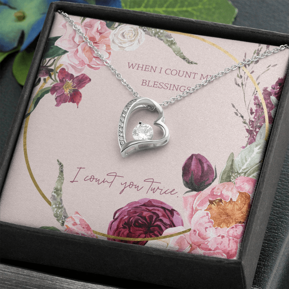 To My Wife I Count You Twice Message Card Forever Necklace 18k Gold or Stainless Steel 18" Necklace - Forever Love Necklace Gift Idea For Woman