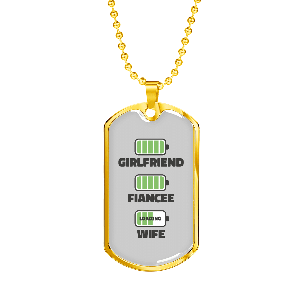 To My Girlfriend Wife Girlfriend Charger Necklace Stainless Steel or 18k Gold Dog Tag 24" Chain - Luxury Love Messages Dog Tag Gifts For Man, Woman