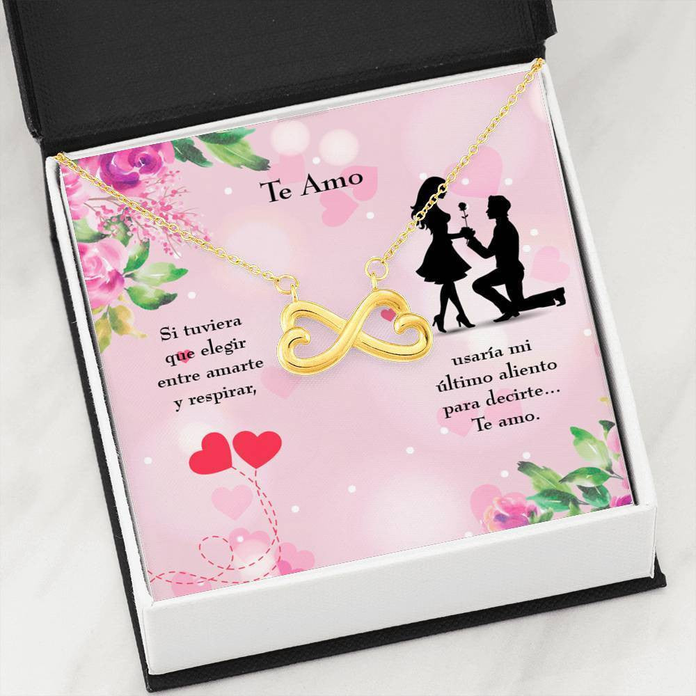 Te Amo Spanish Necklace Infinity Stainless Steel Pendant Love Message Card Wife Gift - Infinity Love Necklace