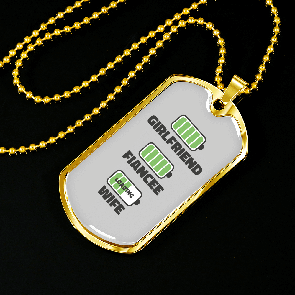 To My Girlfriend Wife Girlfriend Charger Necklace Stainless Steel or 18k Gold Dog Tag 24" Chain - Luxury Love Messages Dog Tag Gifts For Man, Woman