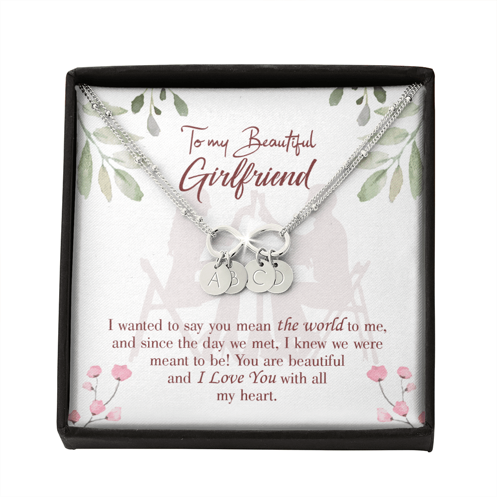 To My Girlfriend You Are My World Infinity Bracelet With Initial Charms - Infinity Bracelet