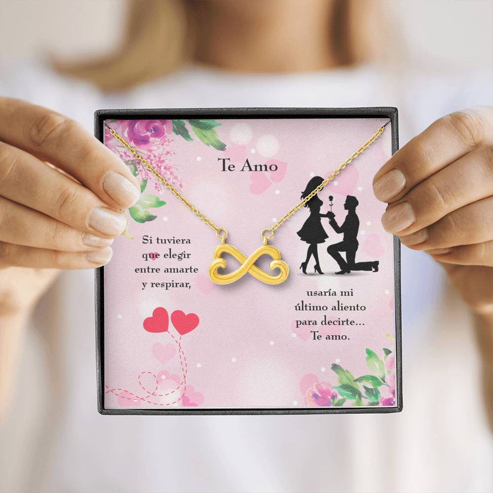 Te Amo Spanish Necklace Infinity Stainless Steel Pendant Love Message Card Wife Gift - Infinity Love Necklace
