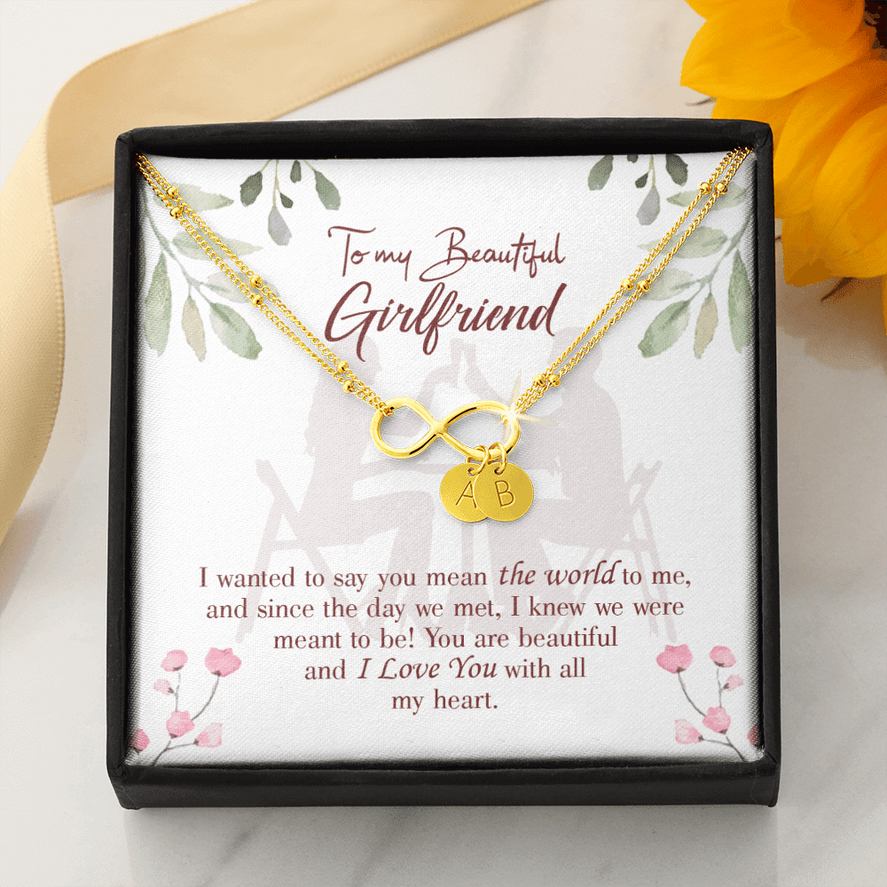 To My Girlfriend You Are My World Infinity Bracelet With Initial Charms - Infinity Bracelet