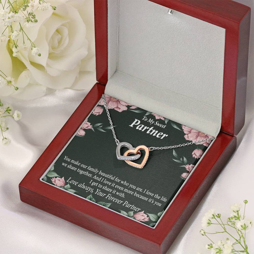 To My Partner Life Together Inseparable Pendant 18k Rose Gold Finish 16� Life Partner Keepsake Card - Interlocking Hearts Necklace