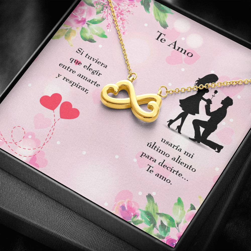 Te Amo Spanish Necklace Infinity Stainless Steel Pendant Love Message Card Wife Gift - Infinity Love Necklace
