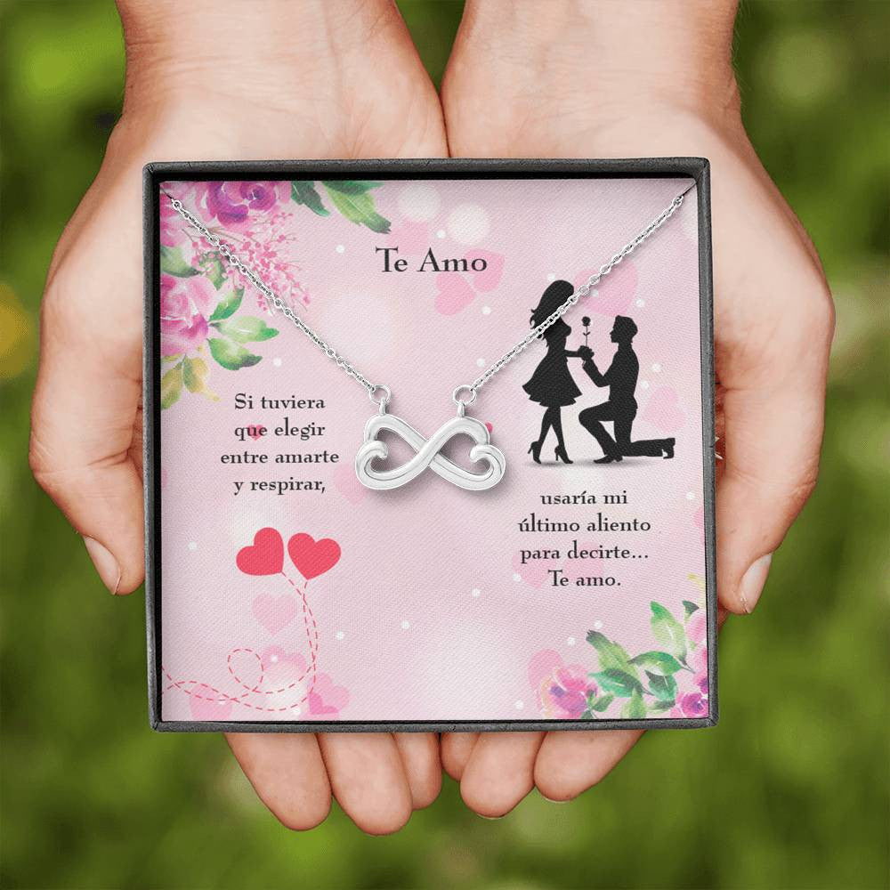 Te Amo Spanish Necklace Infinity Stainless Steel Pendant Love Message Card Wife Gift - Infinity Love Necklace