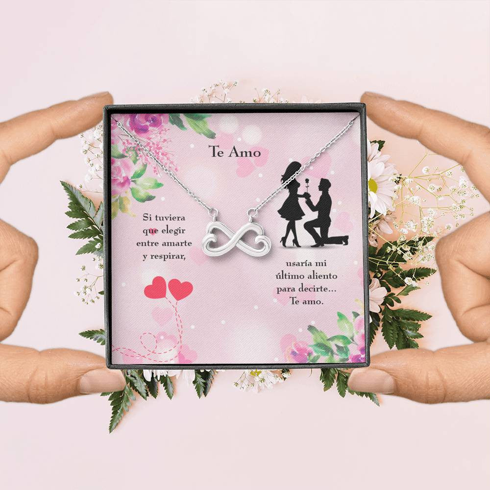 Te Amo Spanish Necklace Infinity Stainless Steel Pendant Love Message Card Wife Gift - Infinity Love Necklace