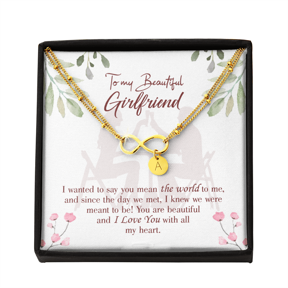 To My Girlfriend You Are My World Infinity Bracelet With Initial Charms - Infinity Bracelet