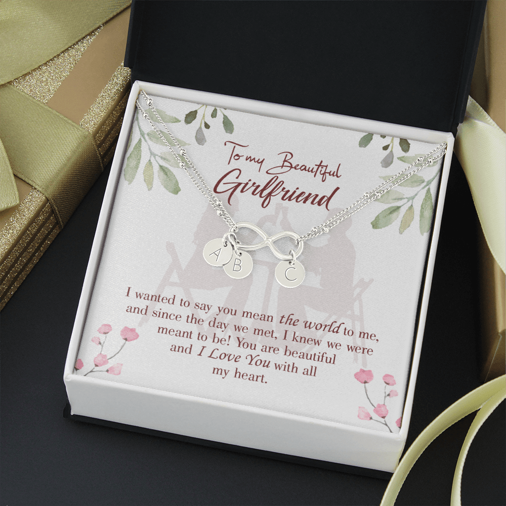 To My Girlfriend You Are My World Infinity Bracelet With Initial Charms - Infinity Bracelet