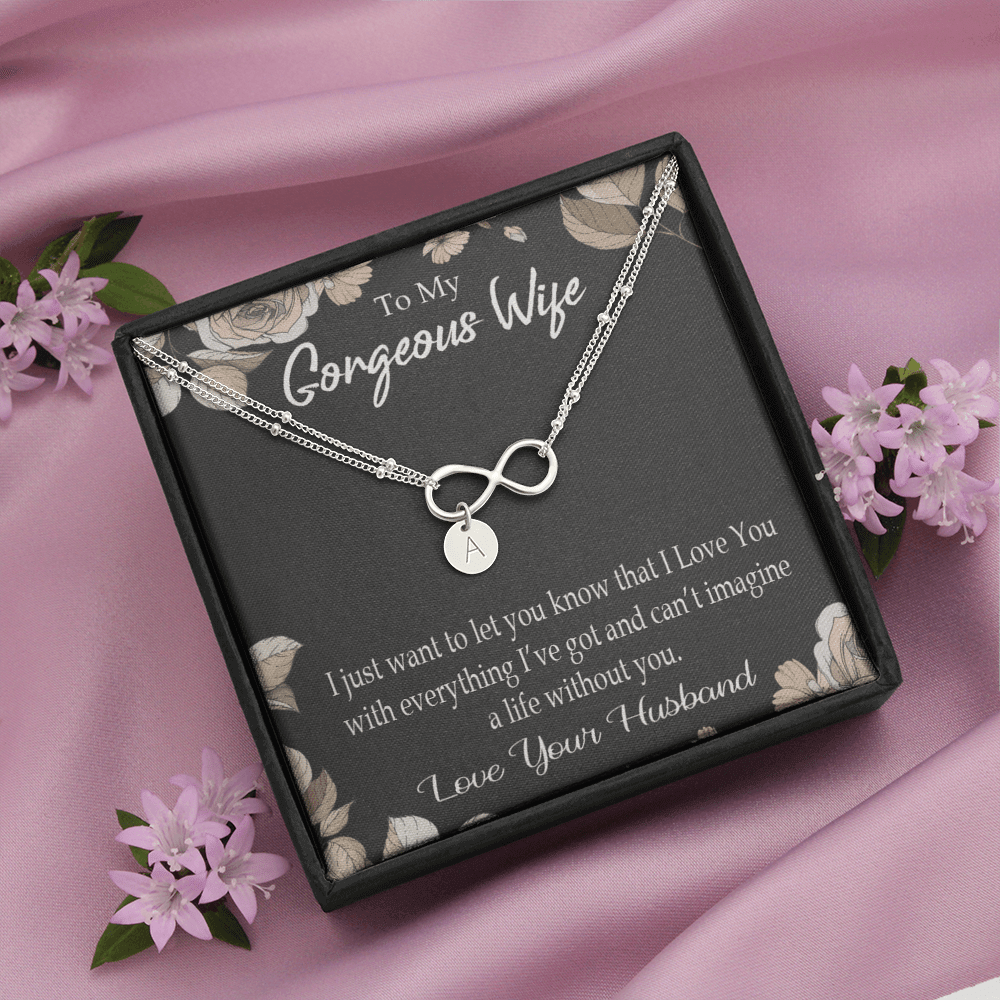 To My Wife Can�T Imagine A Life Without You Infinity Bracelet With Initial Charms - Infinity Bracelet