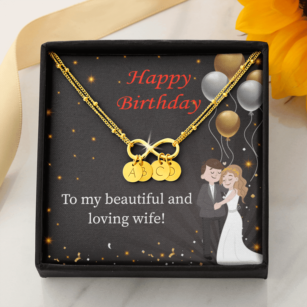 Beautiful And Loving Wife Infinity Bracelet With Initial Charms - Infinity Bracelet
