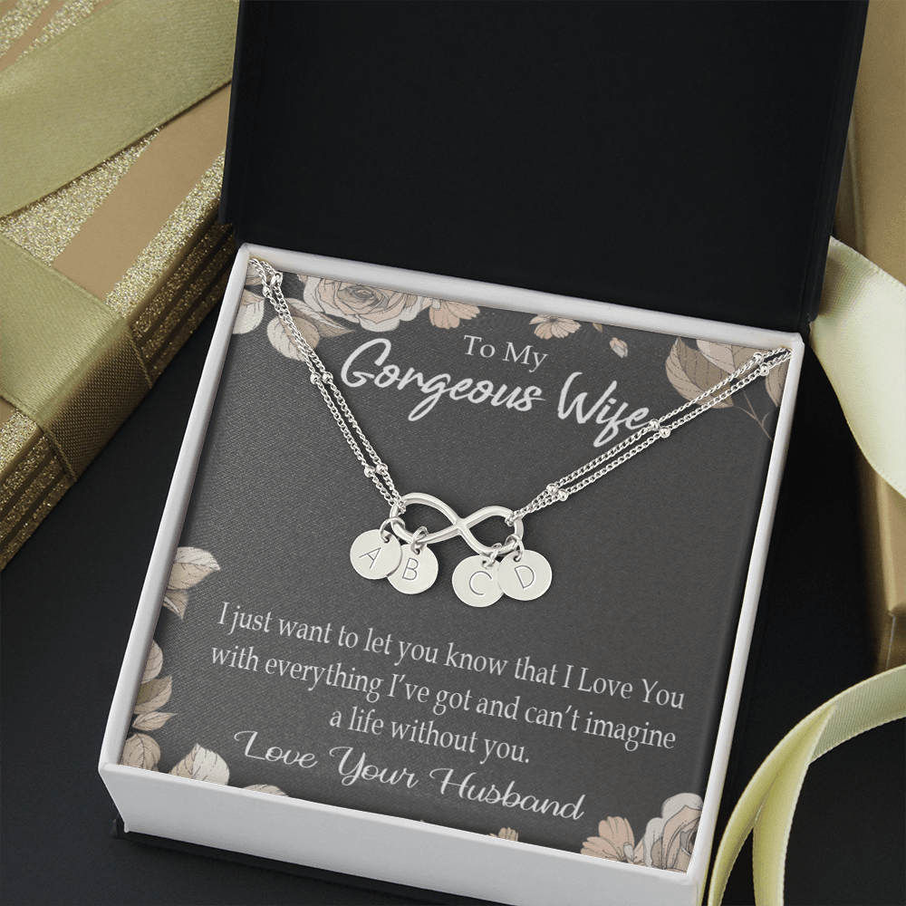 To My Wife Can�T Imagine A Life Without You Infinity Bracelet With Initial Charms - Infinity Bracelet