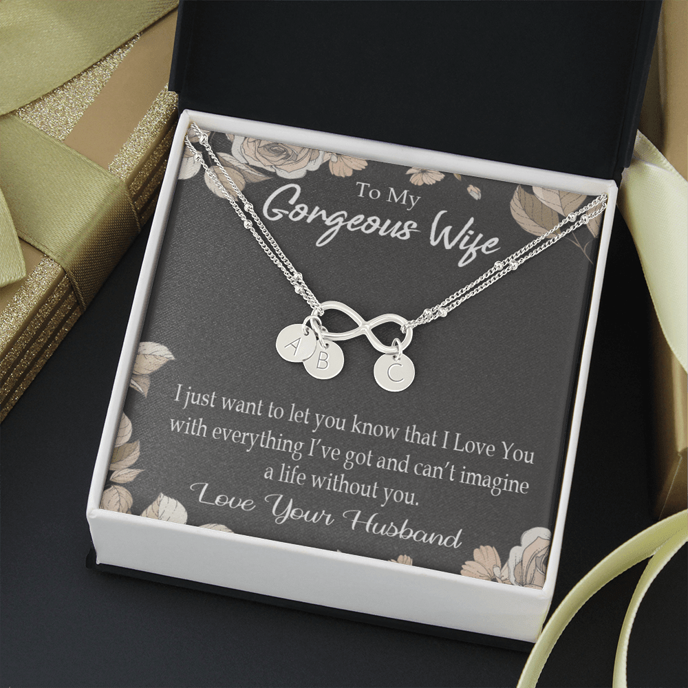 To My Wife Can�T Imagine A Life Without You Infinity Bracelet With Initial Charms - Infinity Bracelet