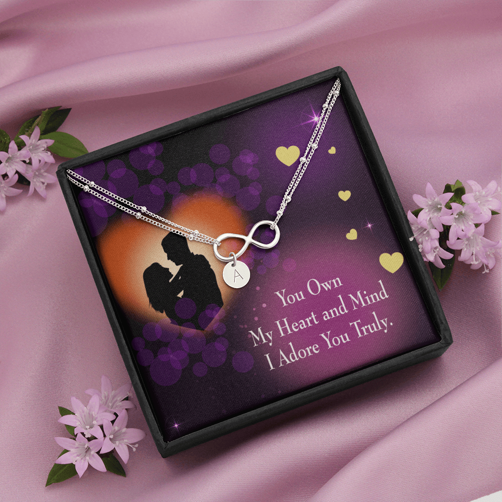 To My Wife Adore You Infinity Bracelet With Initial Charms - Infinity Bracelet