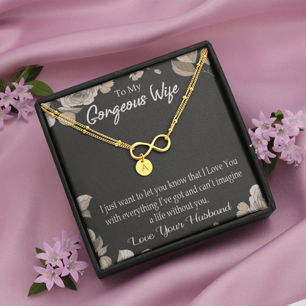 To My Wife Can�T Imagine A Life Without You Infinity Bracelet With Initial Charms - Infinity Bracelet