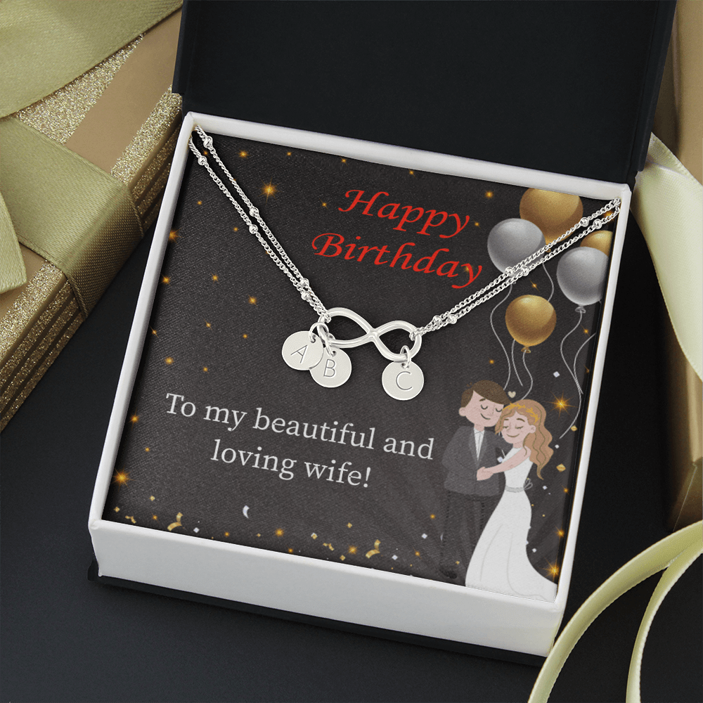 Beautiful And Loving Wife Infinity Bracelet With Initial Charms - Infinity Bracelet