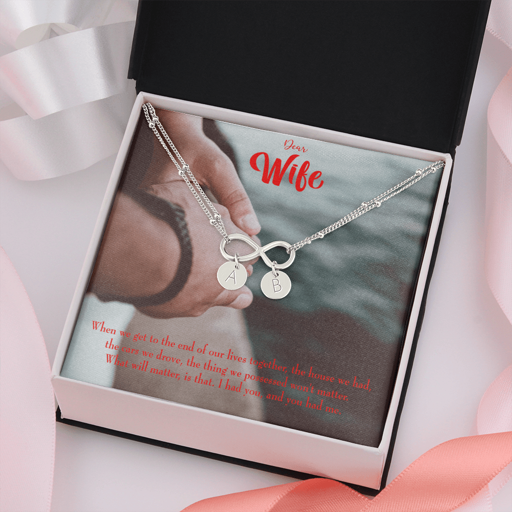 To My Wife Dear Wife From Husband Infinity Bracelet With Initial Charms - Infinity Bracelet