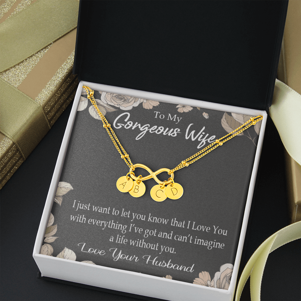 To My Wife Can�T Imagine A Life Without You Infinity Bracelet With Initial Charms - Infinity Bracelet