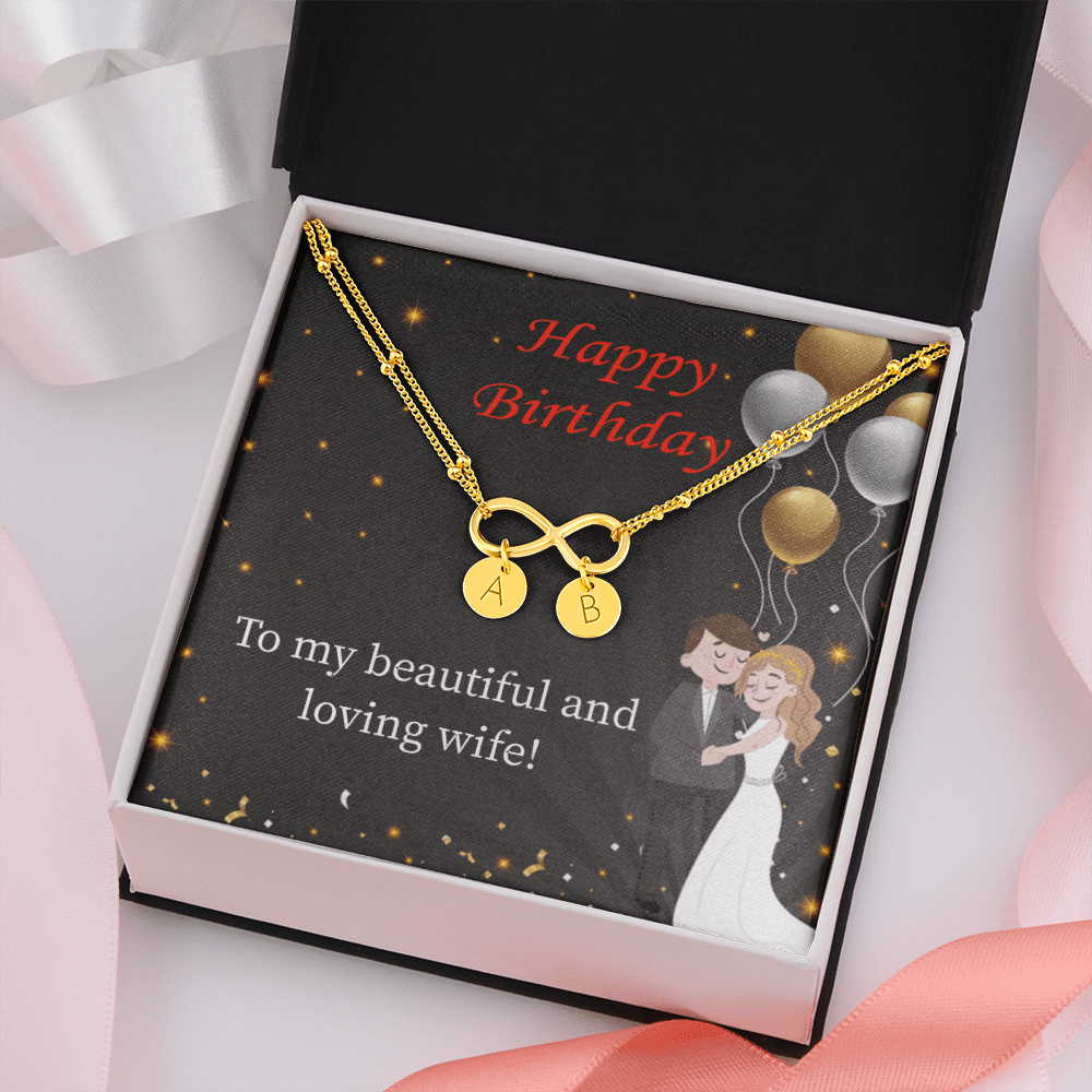 Beautiful And Loving Wife Infinity Bracelet With Initial Charms - Infinity Bracelet