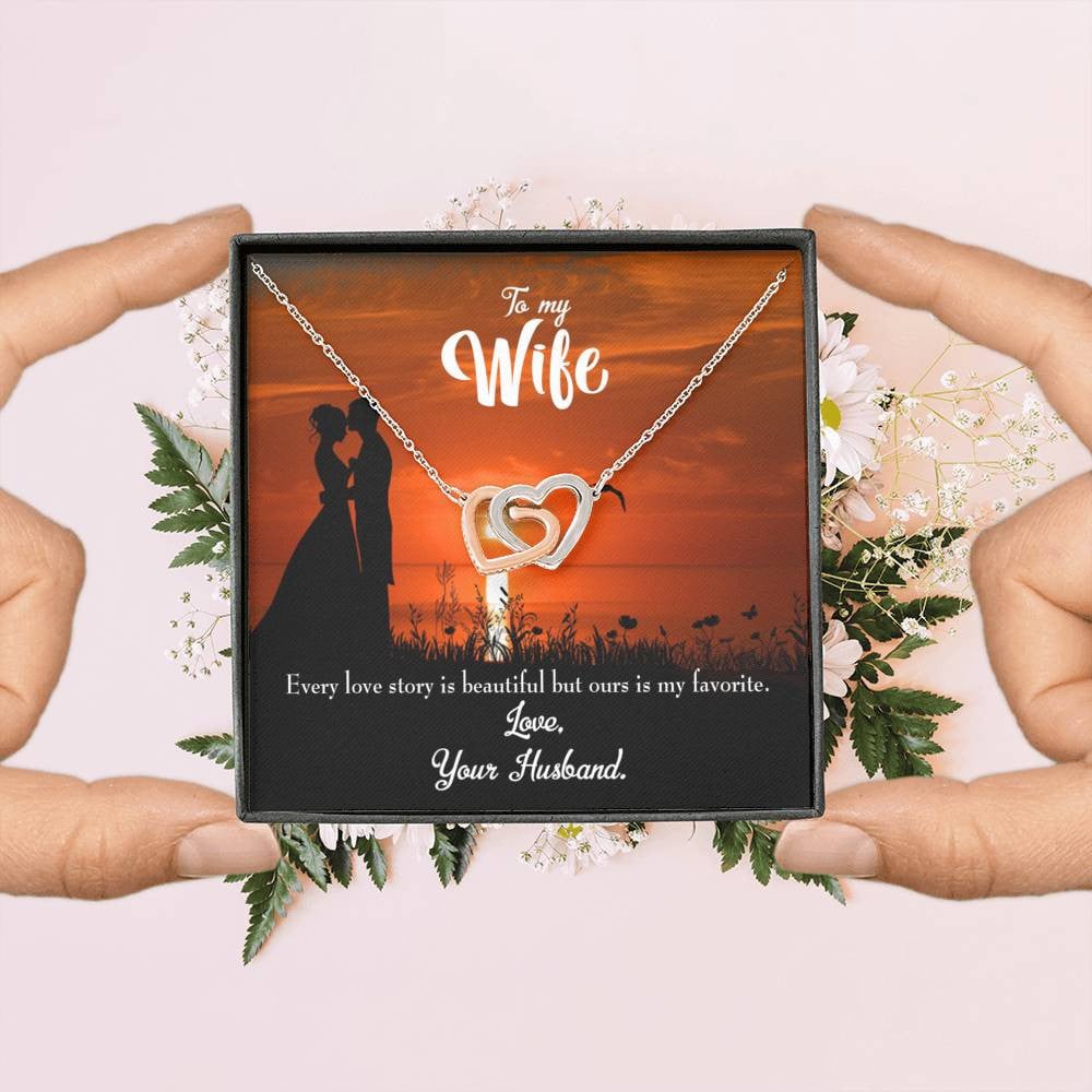 Wife Gift For Wife Birthday Wife Love Story Inseparable Love Pendant 18k Rose Gold Finish 16� - Interlocking Hearts Necklace