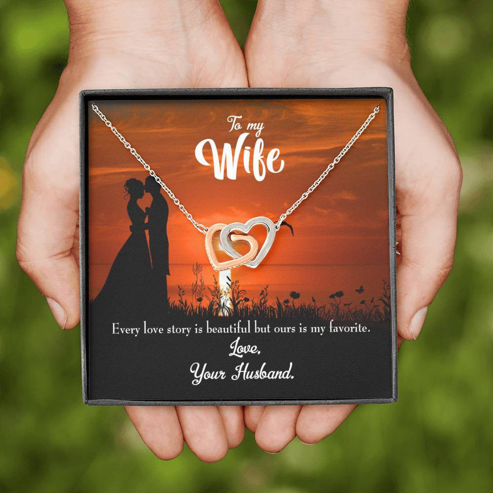 Wife Gift For Wife Birthday Wife Love Story Inseparable Love Pendant 18k Rose Gold Finish 16� - Interlocking Hearts Necklace