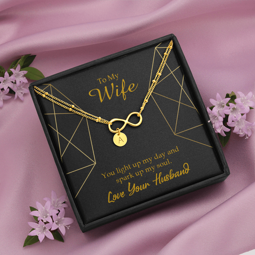 To My Wife You Light Up My Day Infinity Bracelet With Initial Charms - Infinity Bracelet