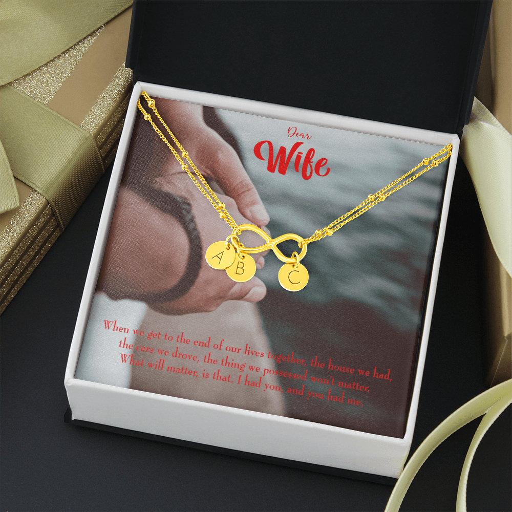 To My Wife Dear Wife From Husband Infinity Bracelet With Initial Charms - Infinity Bracelet