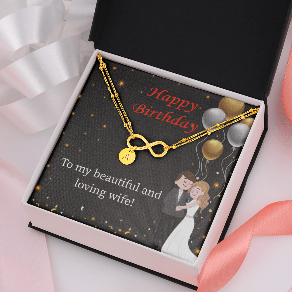 Beautiful And Loving Wife Infinity Bracelet With Initial Charms - Infinity Bracelet