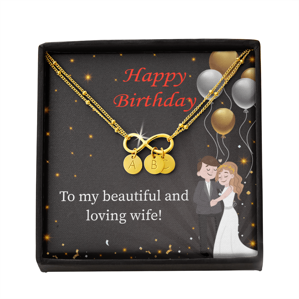Beautiful And Loving Wife Infinity Bracelet With Initial Charms - Infinity Bracelet
