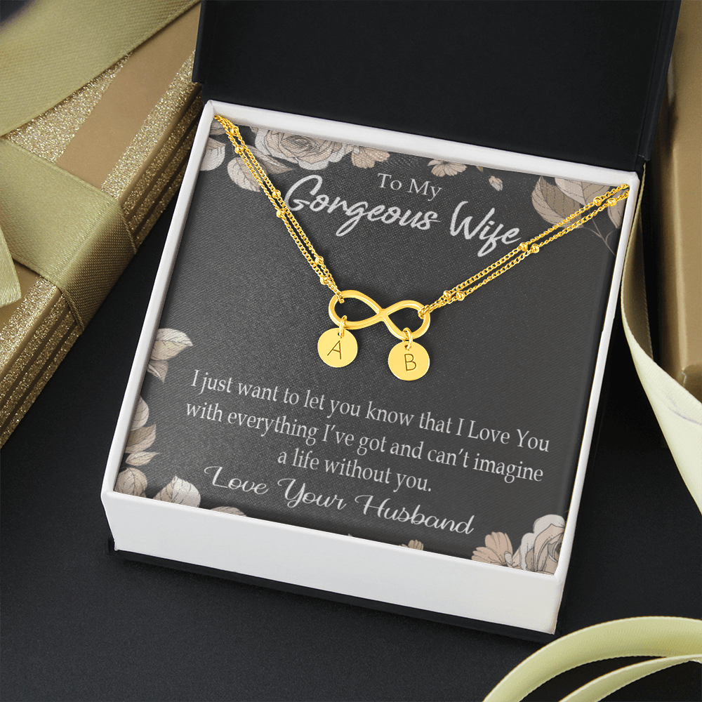 To My Wife Can�T Imagine A Life Without You Infinity Bracelet With Initial Charms - Infinity Bracelet