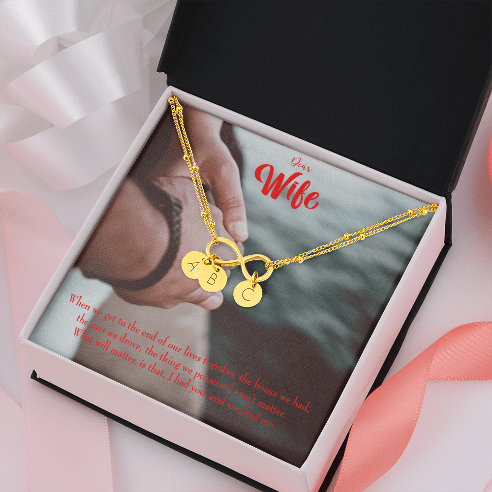 To My Wife Dear Wife From Husband Infinity Bracelet With Initial Charms - Infinity Bracelet