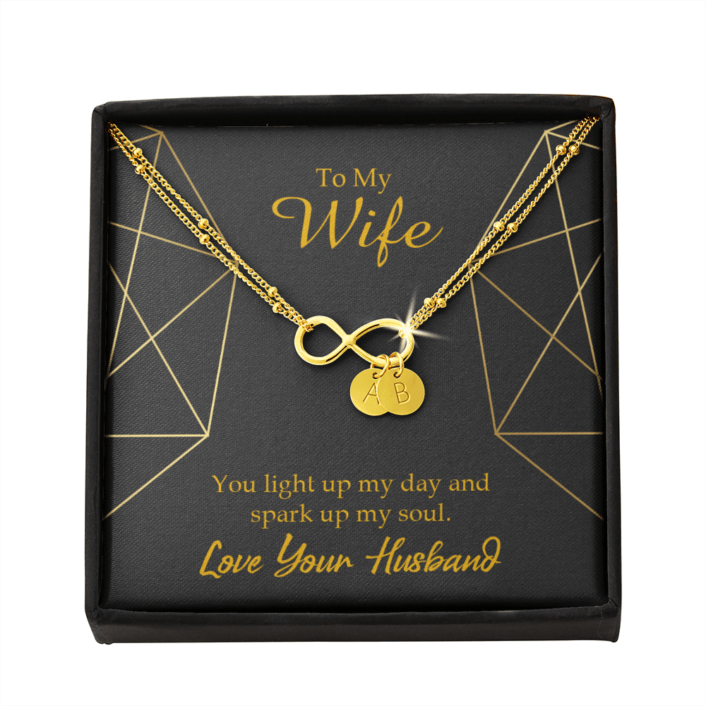 To My Wife You Light Up My Day Infinity Bracelet With Initial Charms - Infinity Bracelet