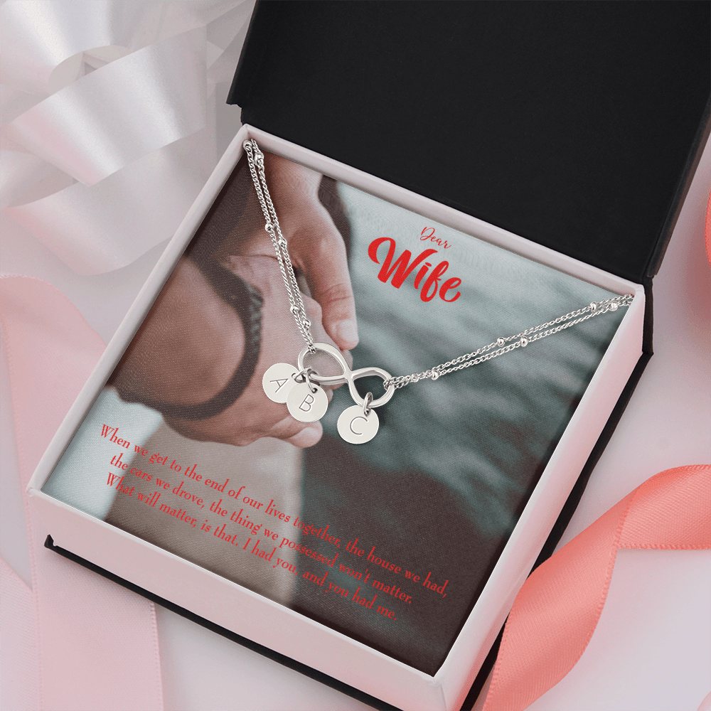 To My Wife Dear Wife From Husband Infinity Bracelet With Initial Charms - Infinity Bracelet