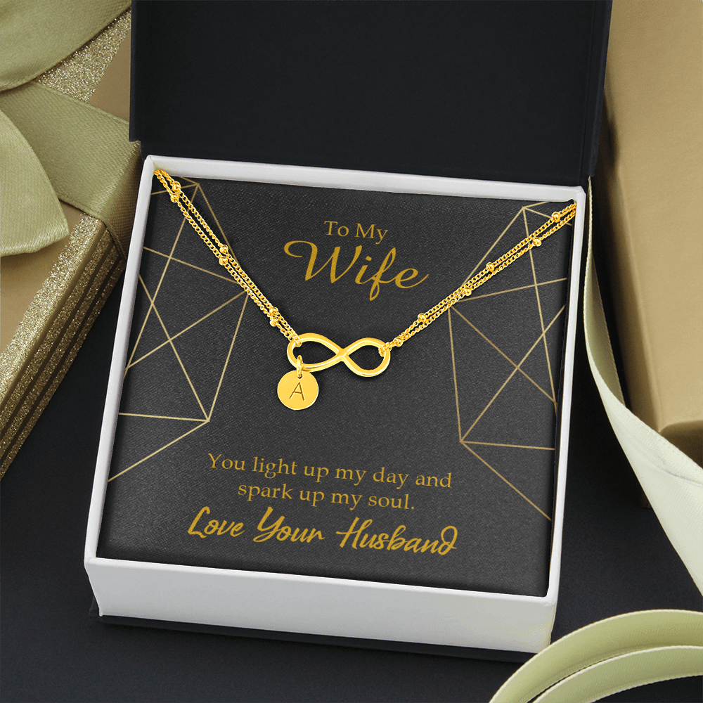 To My Wife You Light Up My Day Infinity Bracelet With Initial Charms - Infinity Bracelet