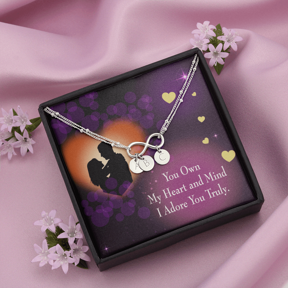 To My Wife Adore You Infinity Bracelet With Initial Charms - Infinity Bracelet