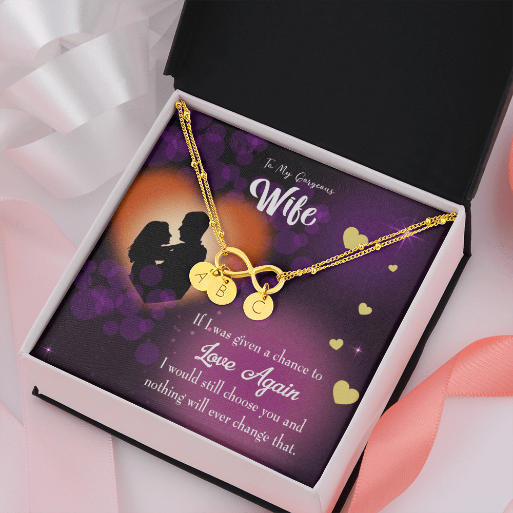 To My Wife Love Again Infinity Bracelet With Initial Charms - Infinity Bracelet