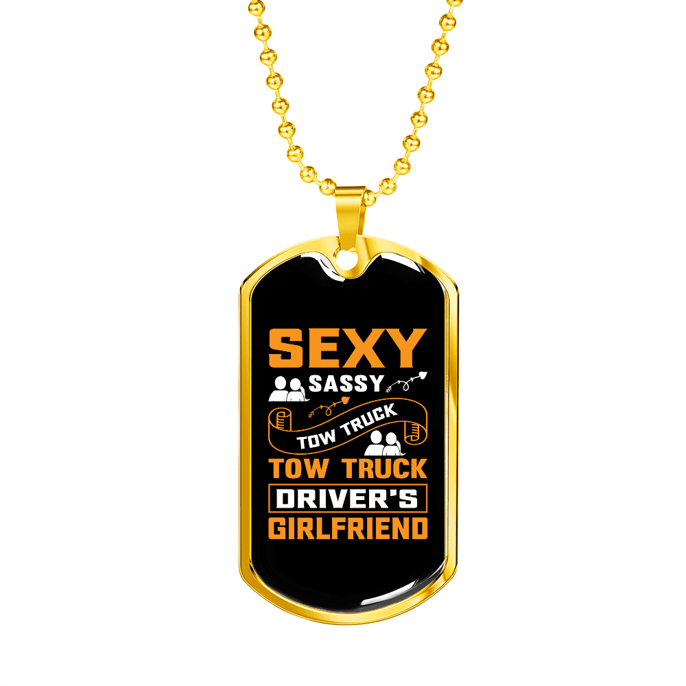 To My Girlfriend Sexy Sassy Girlfriend Yellow Necklace Stainless Steel or 18k Gold Dog Tag 24" Chain - Luxury Love Messages Dog Tag Gifts For Man, Woman