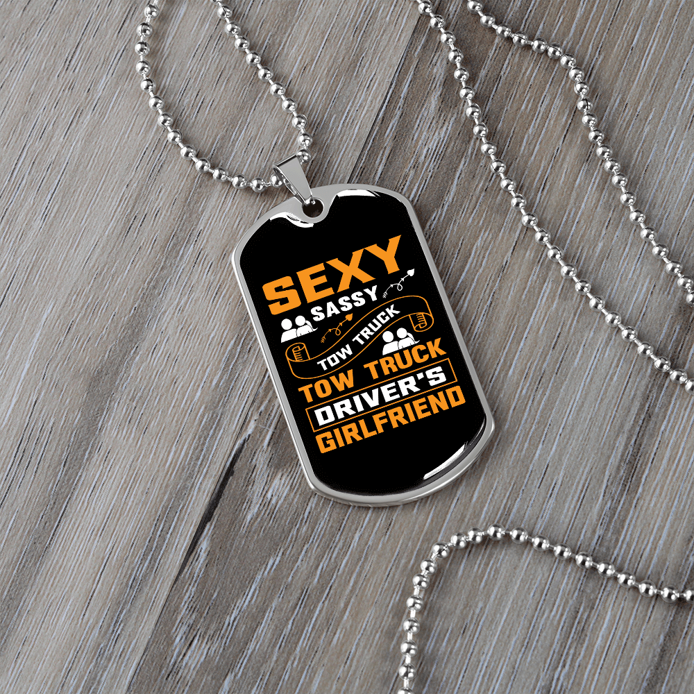 To My Girlfriend Sexy Sassy Girlfriend Yellow Necklace Stainless Steel or 18k Gold Dog Tag 24" Chain - Luxury Love Messages Dog Tag Gifts For Man, Woman