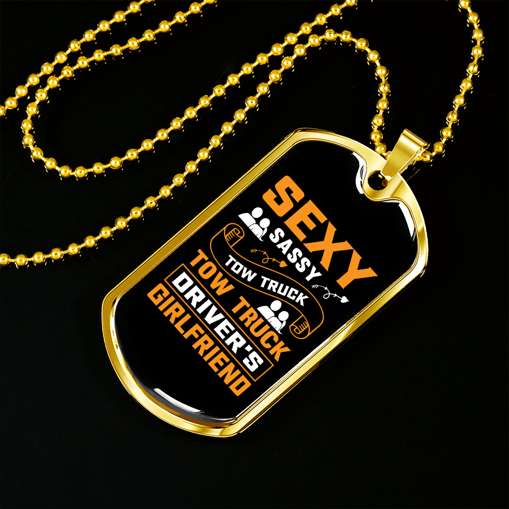To My Girlfriend Sexy Sassy Girlfriend Yellow Necklace Stainless Steel or 18k Gold Dog Tag 24" Chain - Luxury Love Messages Dog Tag Gifts For Man, Woman