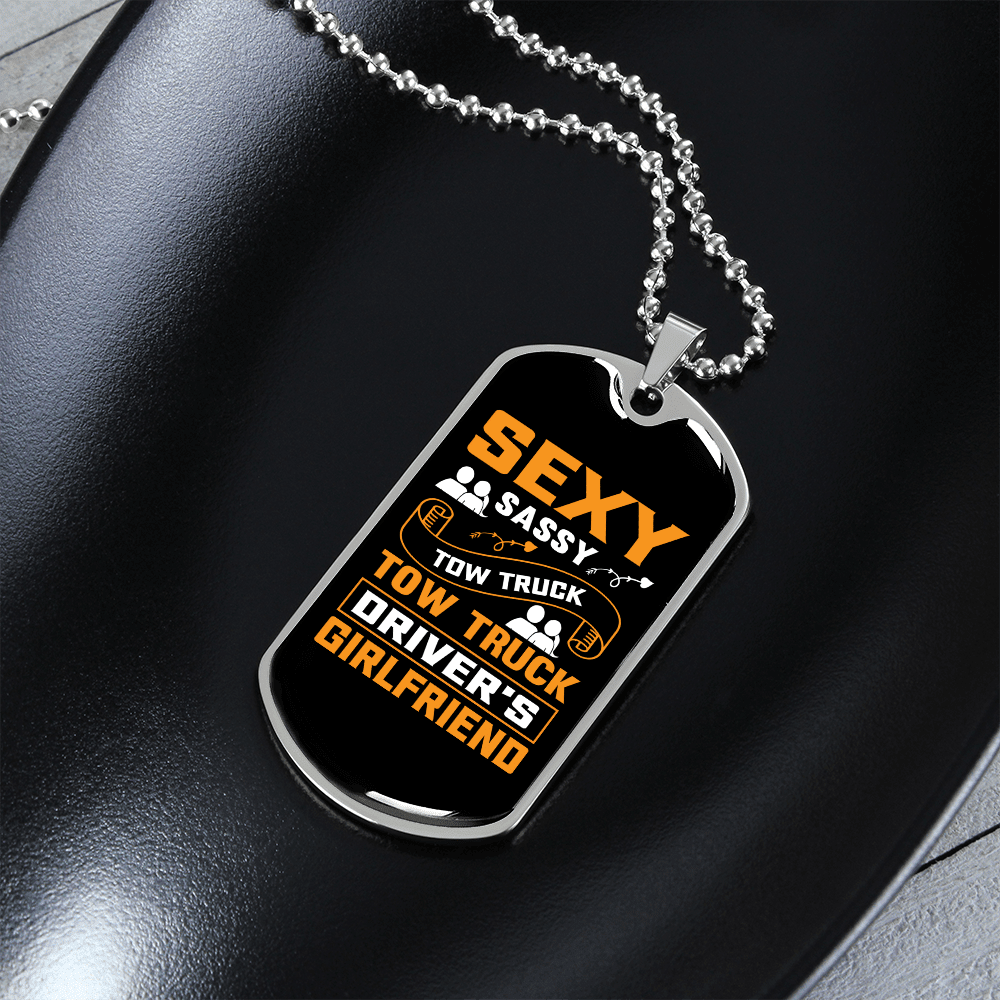 To My Girlfriend Sexy Sassy Girlfriend Yellow Necklace Stainless Steel or 18k Gold Dog Tag 24" Chain - Luxury Love Messages Dog Tag Gifts For Man, Woman