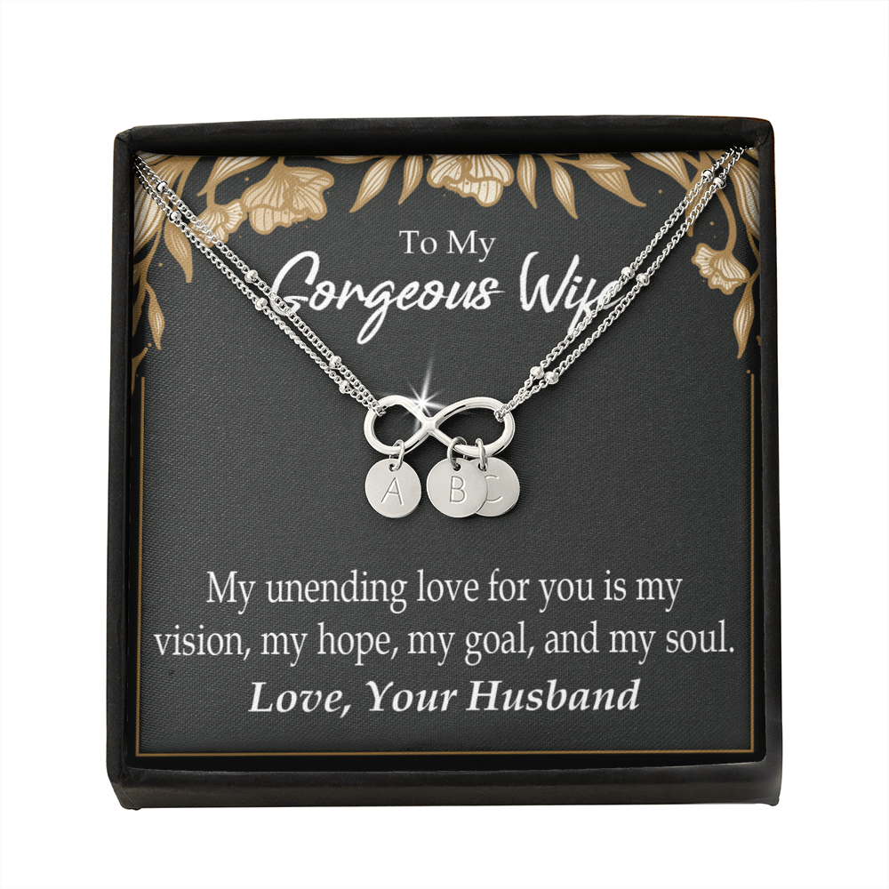 To My Wife My Unending Love For You Infinity Bracelet With Initial Charms - Infinity Bracelet