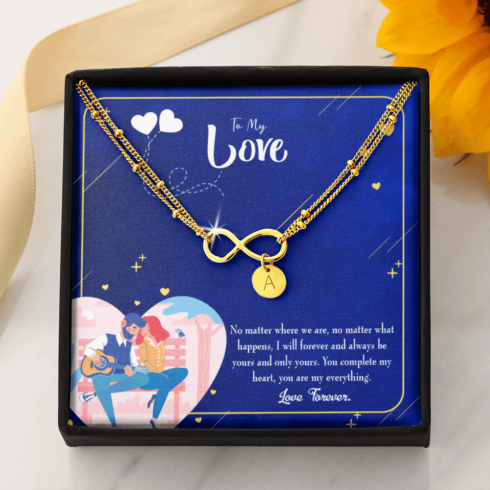 Wife You Complete Me Infinity Bracelet With Initial Charms - Infinity Bracelet